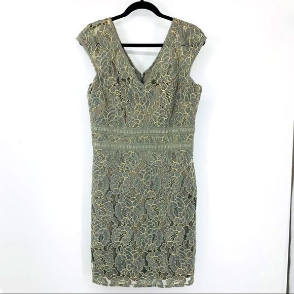 Tadashi Shoji Dress Metallic‎ Lace Sz 10 - Picture 1 of 9